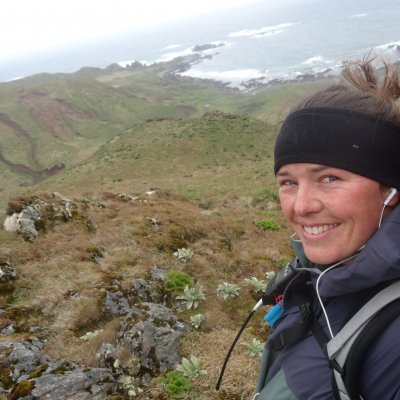 PhD student Melissa Houghton at work on Macquarie Island.